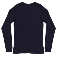 Back view of the Bat Ball Wicket long sleeve tee in navy, showcasing the plain back design.