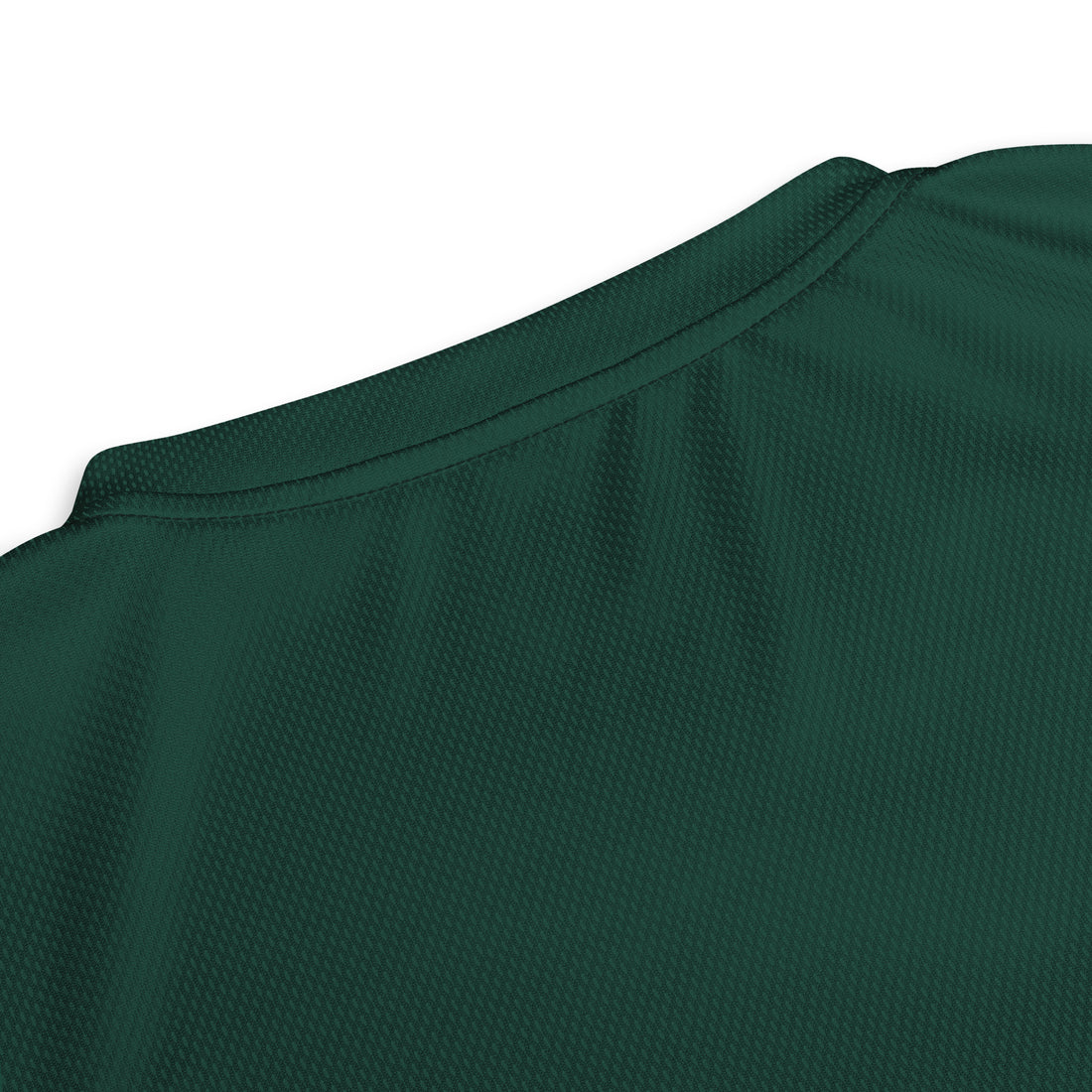 Close-up of the back collar of the limited edition Pakistan cricket team jersey by Bat Ball Wicket, showing the detailed fabric texture.