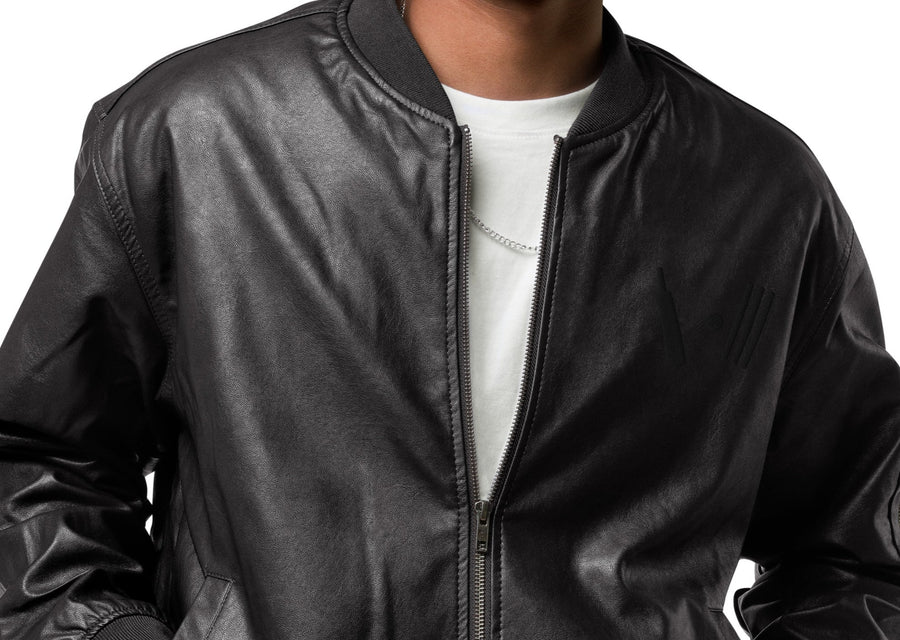 Bat Ball Wicket Vegan Leather Bomber Jacket