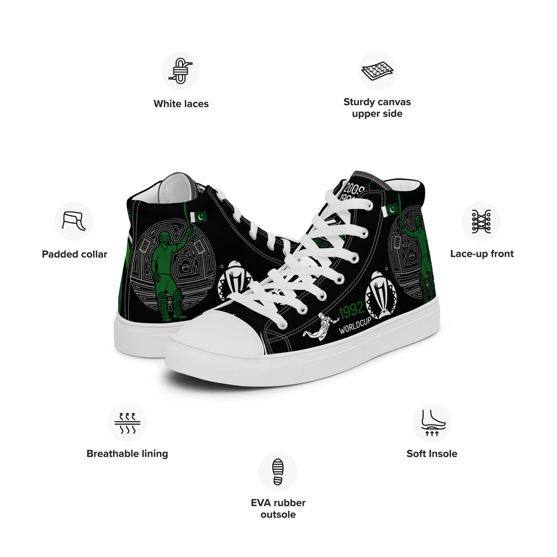 High-top canvas sneaker showcasing Pakistan&