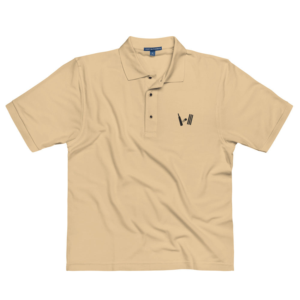 Beige cricket polo shirt with Bat Ball Wicket logo on the chest, combining classic style with a passion for cricket