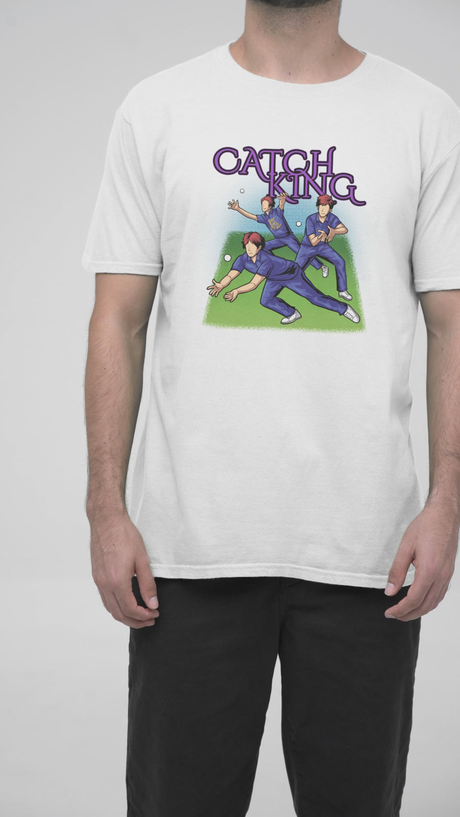 Catch King Pro Cricket Tee - Athletic Field Action Edition