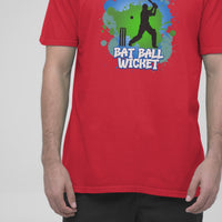 Vibrant Cricket Splash: Dynamic Batting Silhouette T-Shirt