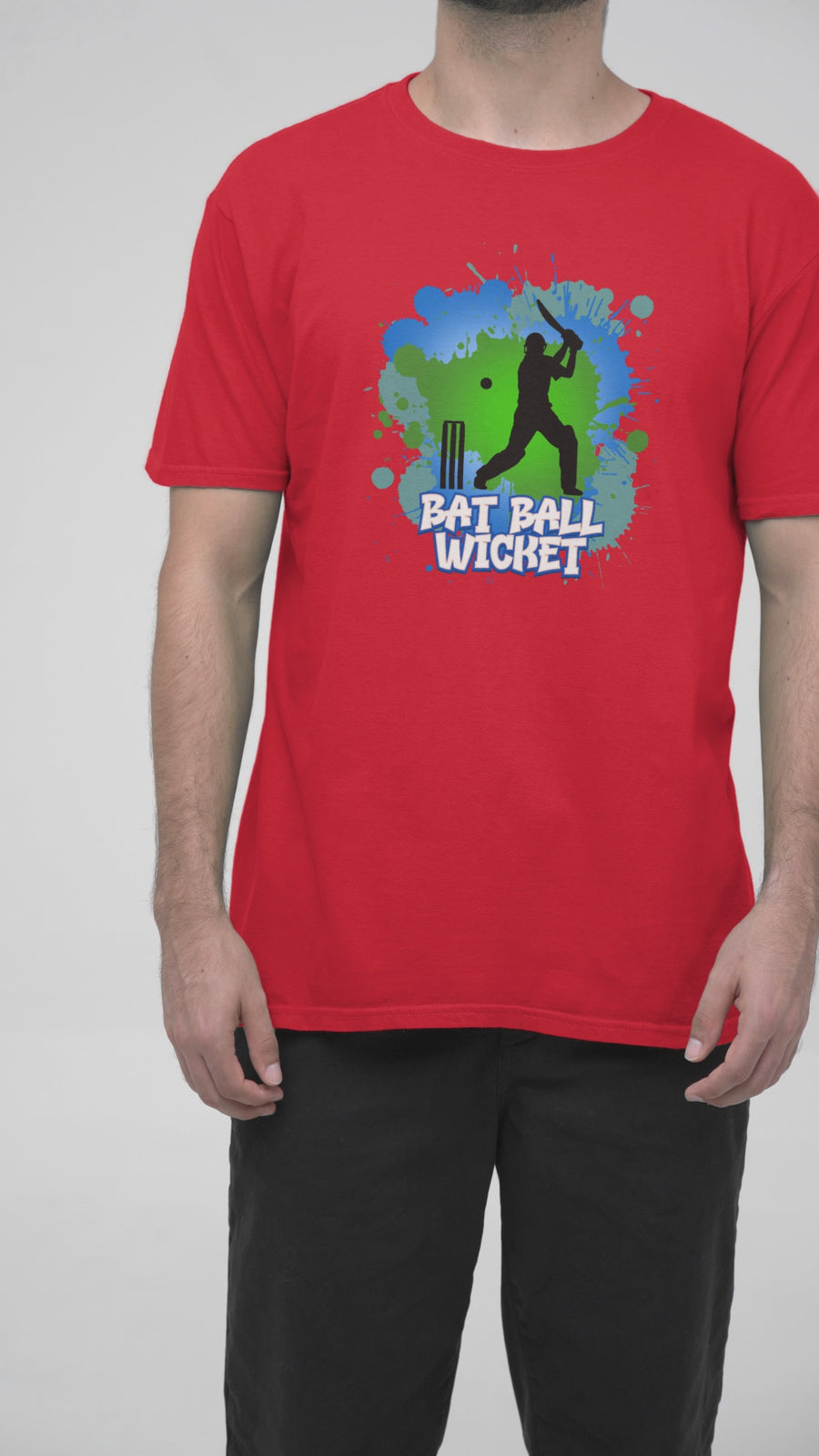 Vibrant Cricket Splash: Dynamic Batting Silhouette T-Shirt