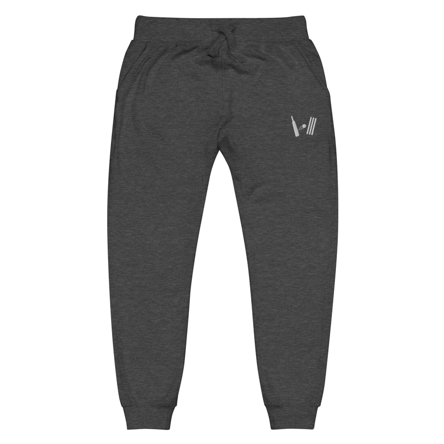 Tapered Fleece Sweatpants with Embroidered Bat Ball Wicket Logo