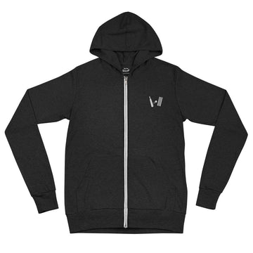 Unisex lightweight zip-up hoodie with a small white logo of a cricket bat, ball, and wicket on the left chest area.