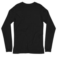 Back view of a black long sleeve tee from Bat Ball Wicket