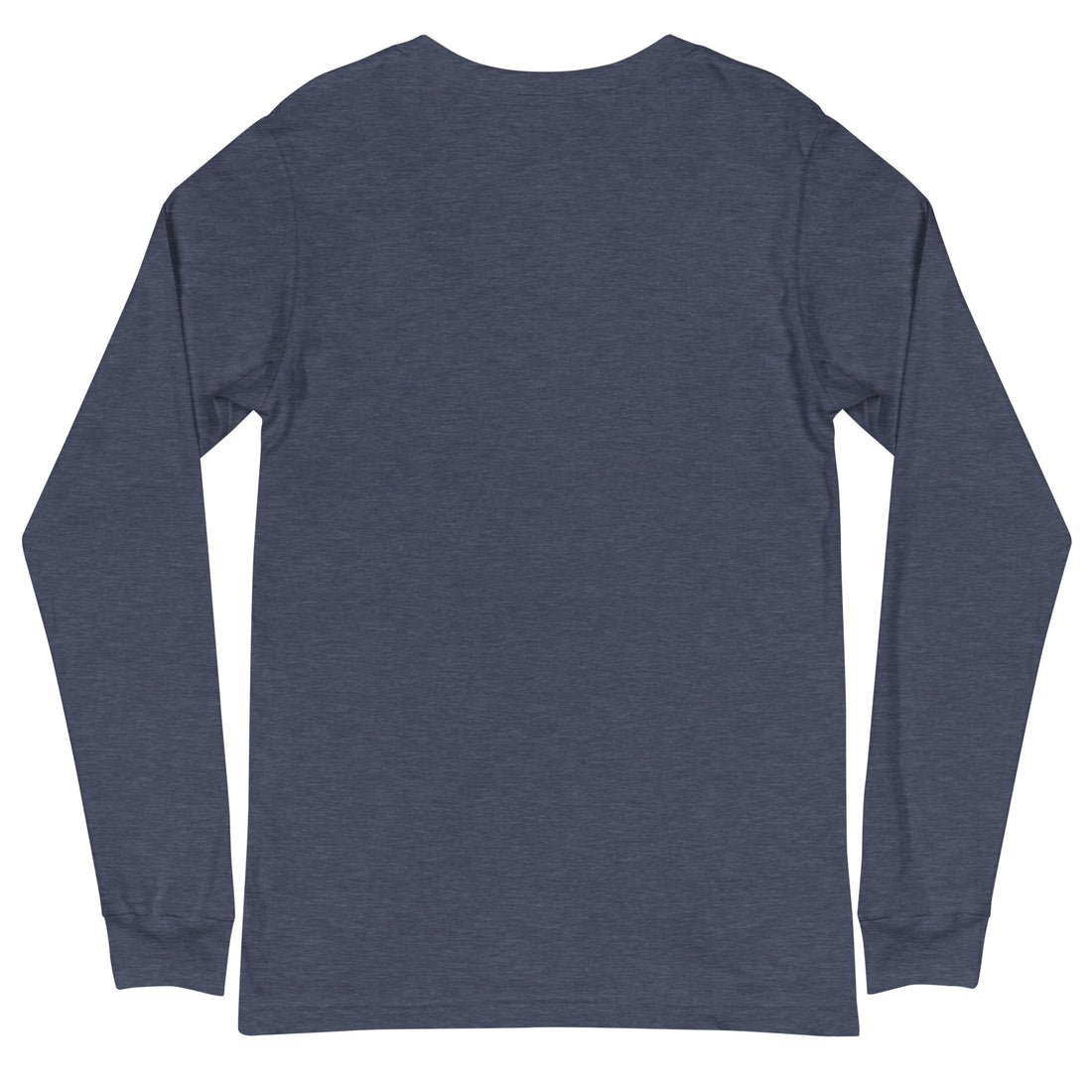 Back view of a Heather Navy long sleeve tee from Bat Ball Wicket.