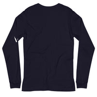 Back view of the Monarch of the Pitch T-Shirt in navy blue, showing the long sleeves and simple design.