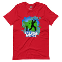 Vibrant Cricket Splash: Dynamic Batting Silhouette T-Shirt