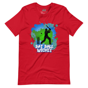 Vibrant Cricket Splash: Dynamic Batting Silhouette T-Shirt